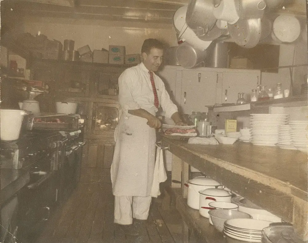 The Mezza Luna kitchen long ago